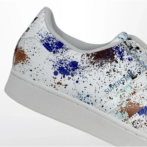 adidas gazelle silver green womens Custom Paint Rainbow Splattered Adidas Yeezy's  B Street Shoes